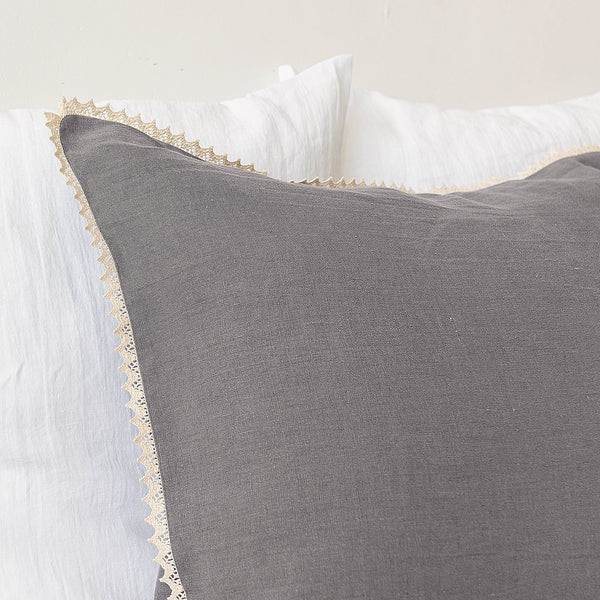 Our charcoal grey linen pillowcases will add a touch of elegance and style to your bedroom.