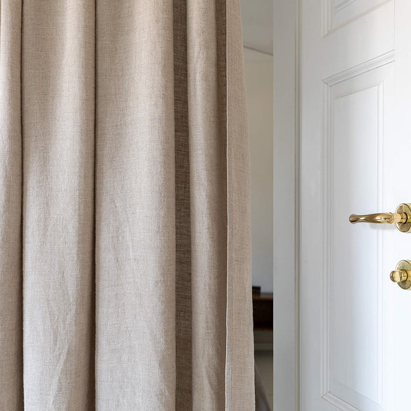Our tie top natural unbleached linen curtains with ruffles are designed and made to give your home unique and timeless charm. Linen curtains would complement interiors from minimalistic, Scandinavian or modern to Mediterranean or classical style.