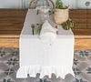 Bright White Linen Table Runner With Ruffle