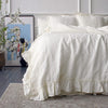 Our off white linen duvet cover with ruffles has an unmistakable classic French rustic style and a timeless design that never gets old and is always relevant. The natural linen fabric is hard-wearing and lasts for many years, so this cover will delight you for a long time and add an irreplaceable natural charm to your home.