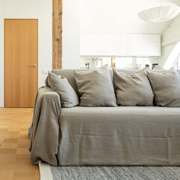 Our rustic unbleached linen sectional couch cover a stylish way to change up the look of the room. Plus, linen has natural properties that make it resistant to stains and easy to clean, which adds to its appeal for everyday use.