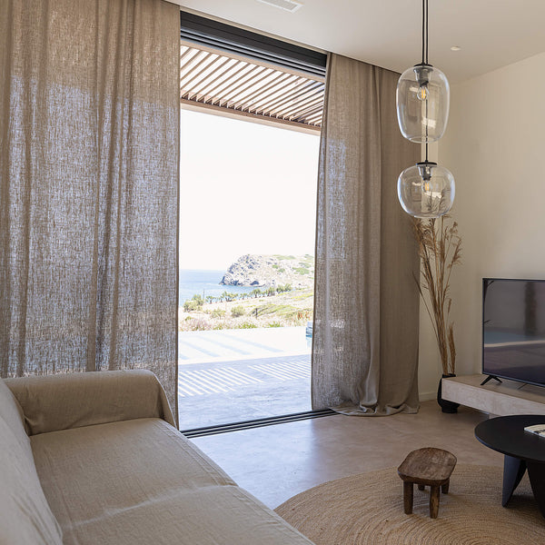 Our rustic unbleached linen curtains are designed and made to give your home unique and timeless charm. Linen curtains would complement interiors from minimalistic, Scandinavian or modern to Mediterranean or classical style.