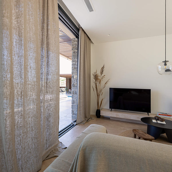 Our rustic unbleached linen curtains are designed and made to give your home unique and timeless charm. Linen curtains would complement interiors from minimalistic, Scandinavian or modern to Mediterranean or classical style.