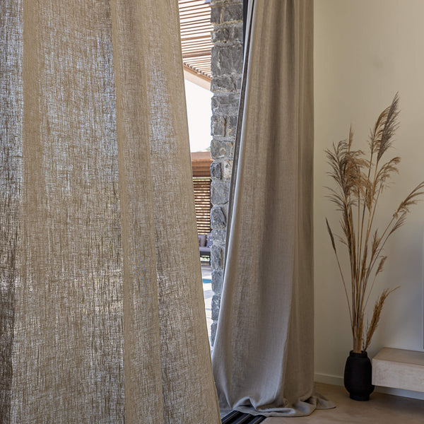 Our rustic unbleached linen curtains are designed and made to give your home unique and timeless charm. Linen curtains would complement interiors from minimalistic, Scandinavian or modern to Mediterranean or classical style.