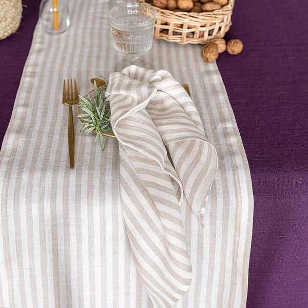 Introducing our striped linen napkins set, designed to elevate your dining experience with a touch of warmth and charm. Crafted with care, these napkins are the perfect companions for your culinary adventures.