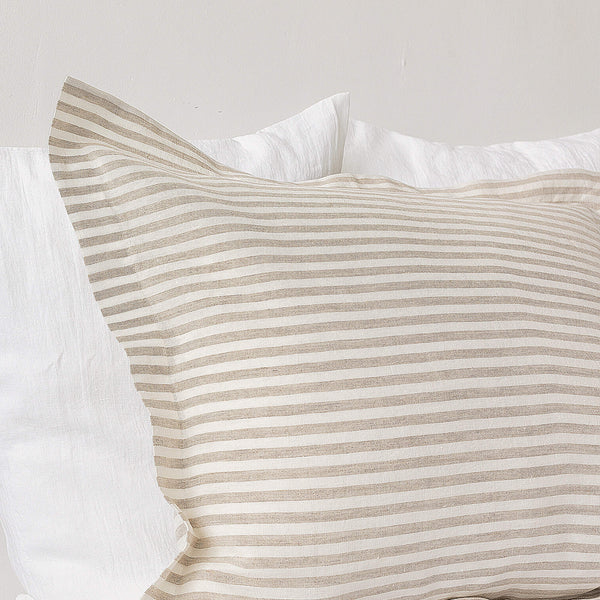 Our striped linen pillowcases is made from the softest and finest natural linen fabrics, giving your home an unmistakable elegance and style.