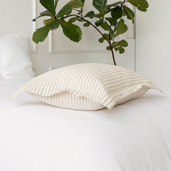 Our striped linen pillowcases is made from the softest and finest natural linen fabrics, giving your home an unmistakable elegance and style.