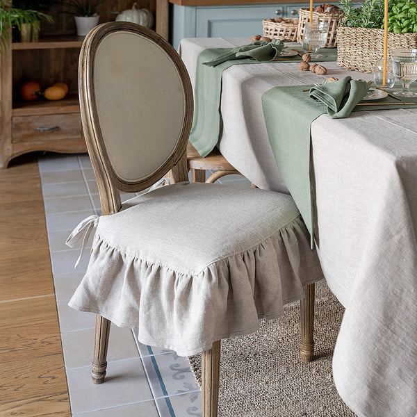 Our rustic unbleached linenslipcovers offer both practicality and aesthetic appeal. The covers will protect dining chairs from spills and stains, also enhance the visual appeal of your space with their timeless natural style. Slipcovers will simply change your chairs appearance and provide an elegant solution.