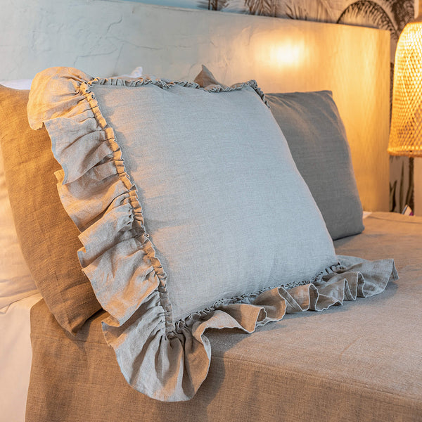 The linen pillowcases are made from softened linen with ruffles.Pillowcases can easily decorate and refresh any home, but this type of pillowcase is particularly suitable for natural, Scandinavian or country-style interiors.