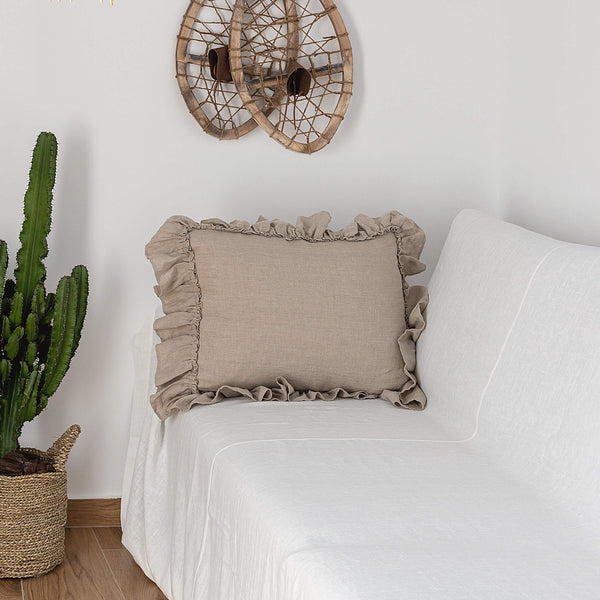 The linen pillowcases are made from softened linen with ruffles.Pillowcases can easily decorate and refresh any home, but this type of pillowcase is particularly suitable for natural, Scandinavian or country-style interiors.