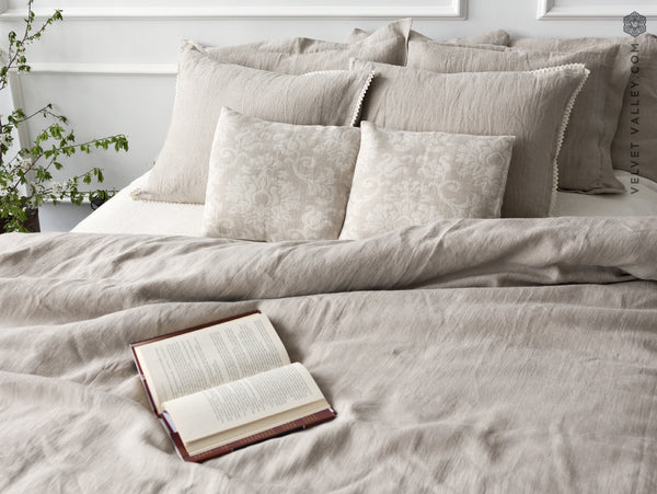 Stonewashed unbleached linen Oxford pillow - Velvet Valley