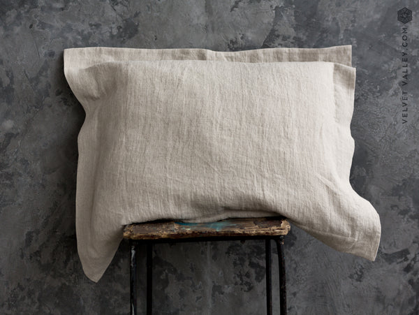 Stonewashed unbleached linen Oxford pillow - Velvet Valley