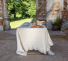 Striped Linen Tablecloth with Ruffles