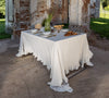 Striped Linen Tablecloth with Ruffles