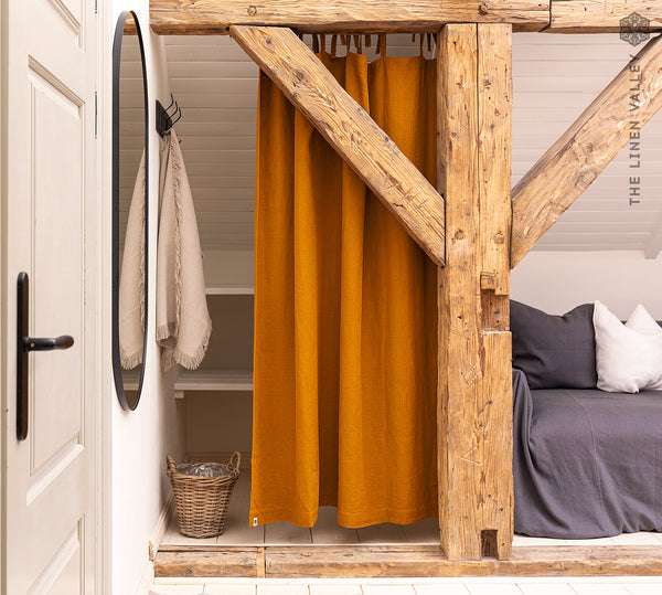 Amber Yellow Linen Curtain (1 pcs)