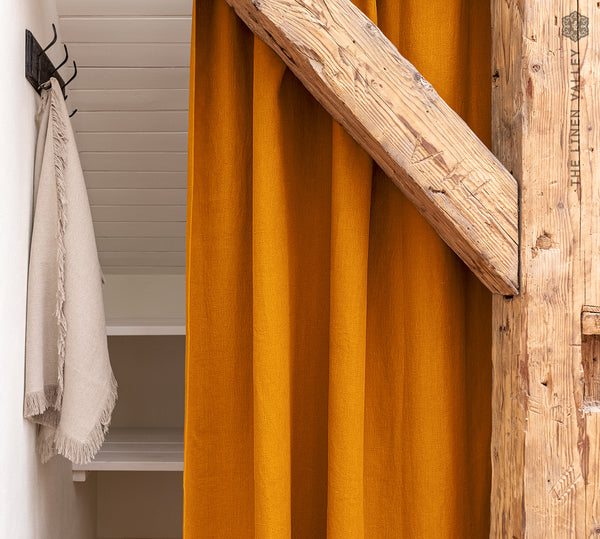 Amber Yellow Linen Curtain (1 pcs)