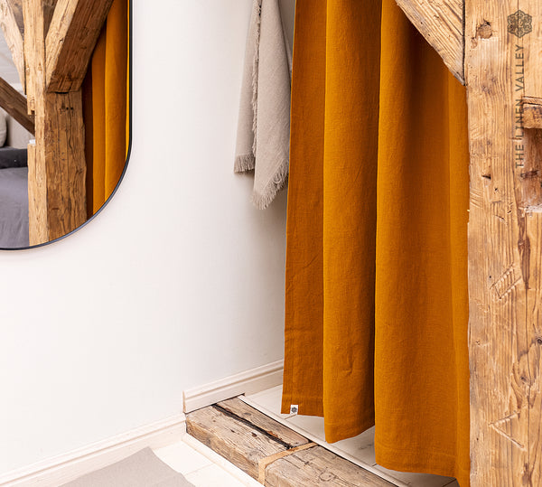 Amber Yellow Linen Curtain (1 pcs)