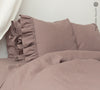 Rustic Rose Linen Pillowcase with Ruffles