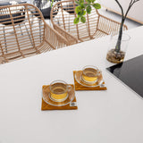 Amber Yellow Square Coasters Set