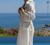Immerse yourself in our antique white natural linen bathrobe and enjoy the exceptional comfort and elegance and breathability of natural linen.