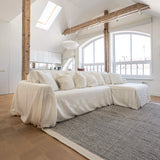 Antique White Linen Sectional Couch Cover
