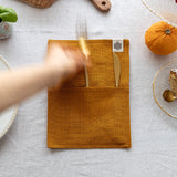 Amber Yellow linen cutlery holder will make your table setting look neat and tidy. Decorative cutlery pouch can be paired with table napkins or other table linens, mixed or matched.