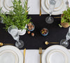 Give your table a touch of distinction and decoration with our black linen table runner. Use the table runner on its own or combine it with a linen tablecloth, placemats or napkins.