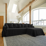 Black Linen Sectional Couch Cover