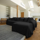 Black Linen Sectional Couch Cover
