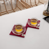 Burgundy Red Square Coasters Set