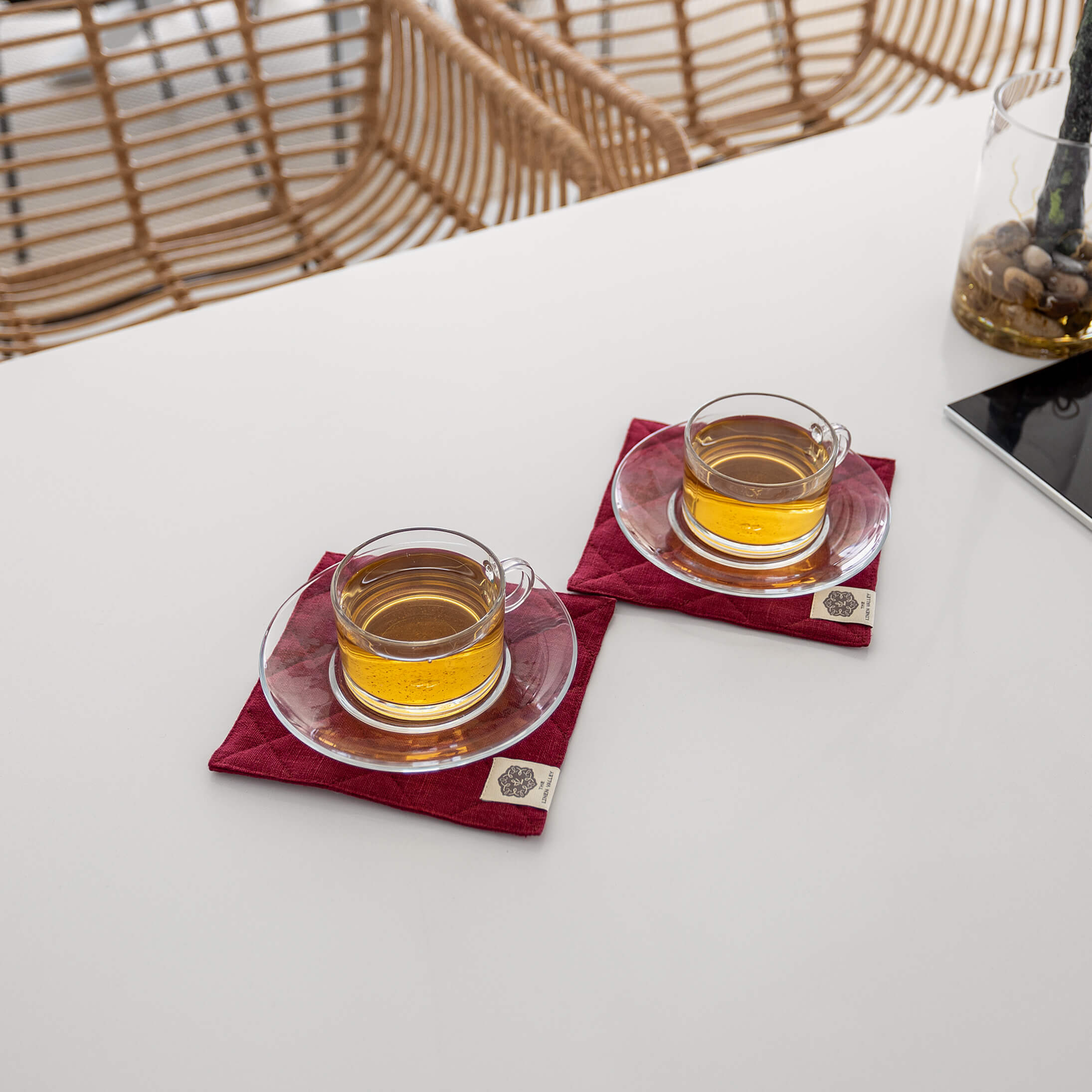 Burgundy Red Square Coasters Set