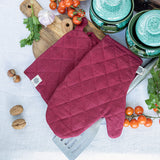 Crafted with care, these burgundy red linen oven mitten sets are the perfect companions for your culinary adventures.