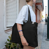 Black Linen Tote Bag