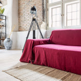 Burgundy red colour for your couch cover not only offers protection but also brings a timeless elegance to your home interior. Linen, known for its strength, is an excellent material choice for safeguarding your sofa against regular wear and tear.