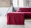 Introducing our new unbleached burgundy red linen ottoman cover – the ultimate solution for giving your ottoman a fresh look and upgrading your interior effortlessly.