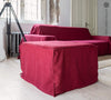 Introducing our new unbleached burgundy red linen ottoman cover – the ultimate solution for giving your ottoman a fresh look and upgrading your interior effortlessly.