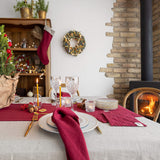 Burgundy red linen square coasters gift set in heavyweight 260 g/m² European linen