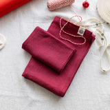 Burgundy red linen table runner and napkins gift set in heavyweight 260 g/m² European linen