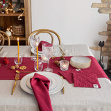 Burgundy red linen table runner and napkins gift set in heavyweight 260 g/m² European linen