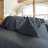 Charcoal Grey Linen Sectional Couch Cover