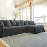 Charcoal Grey Linen Sectional Couch Cover