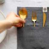 Charcoal grey linen cutlery holder will make your table setting look neat and tidy. Decorative cutlery pouch can be paired with table napkins or other table linens, mixed or matched.