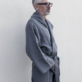 Men's Charcoal Grey Linen Bathrobe