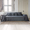 Renew your living space effortlessly with our charcoal grey linen couch cover. Its thoughtful design ensures complete coverage, extending gracefully over the arms. Discover the perfect balance of functionality and elegance with our collection today.