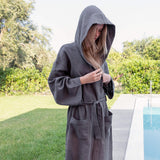Women's Charcoal Grey Linen Bathrobe