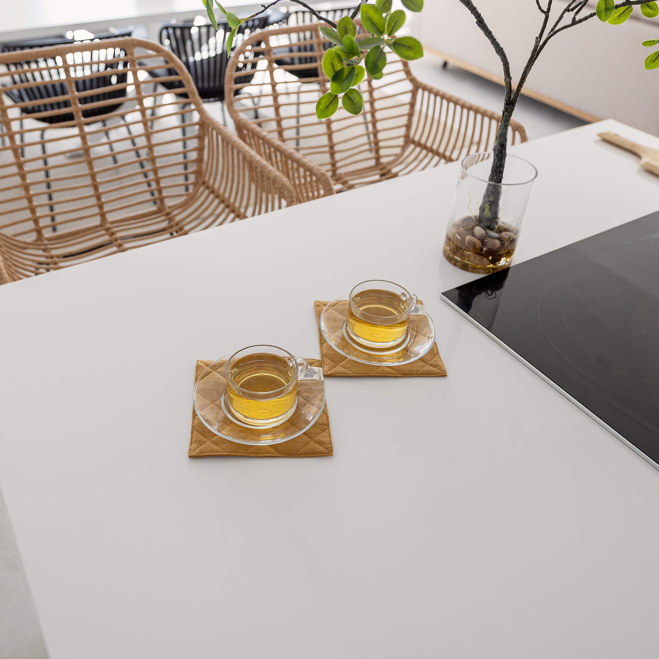 Dusty Mustard Square Coasters Set