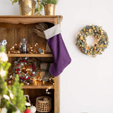 Deep Purple linen Christmas stocking with natural linen cuff, heavyweight 260 g/m² European linen