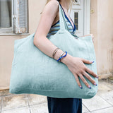 Duck Egg Blue Large Linen Bag