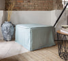 Introducing our new duck egg blue linen ottoman cover – the ultimate solution for giving your ottoman a fresh look and upgrading your interior effortlessly.