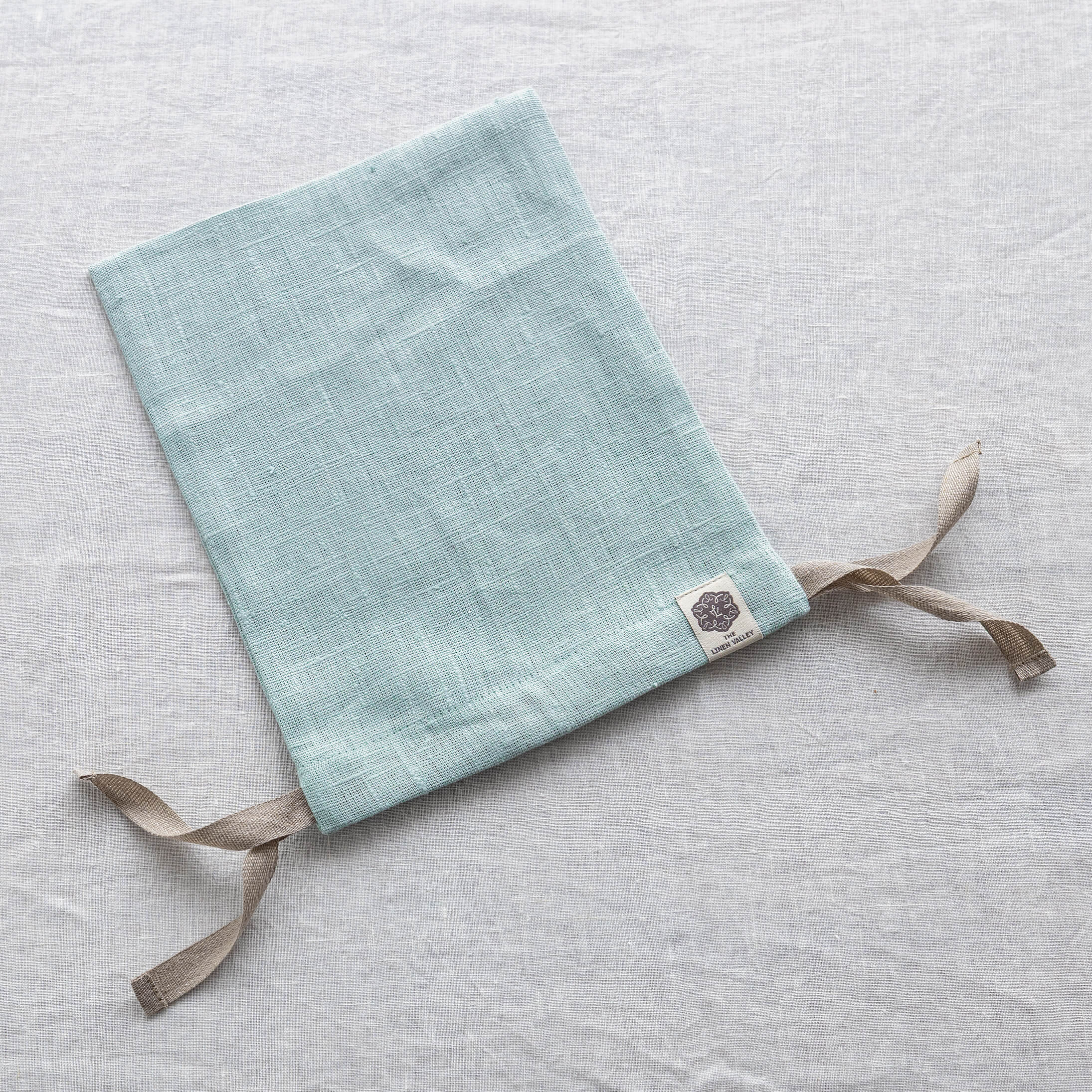 Duck egg blue linen bread bag in heavyweight 260 g/m² European linen